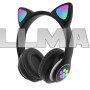 Bluetooth наушники CATear STN-28 с кошачьими ушками и подсветкой Розовые